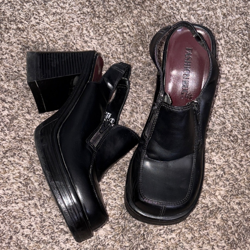 Fashion Bug Black Slingback Block Heel Shoes
